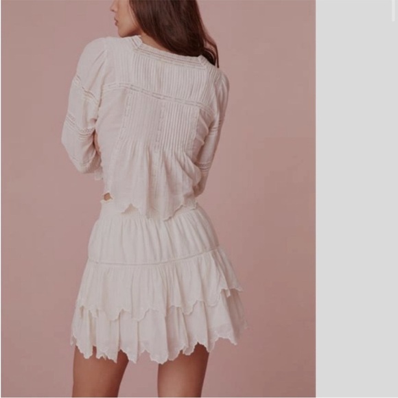 LoveShackFancy Donahue Tiered Ruffle Mini Skirt White Cotton XL NWT - Picture 10 of 10